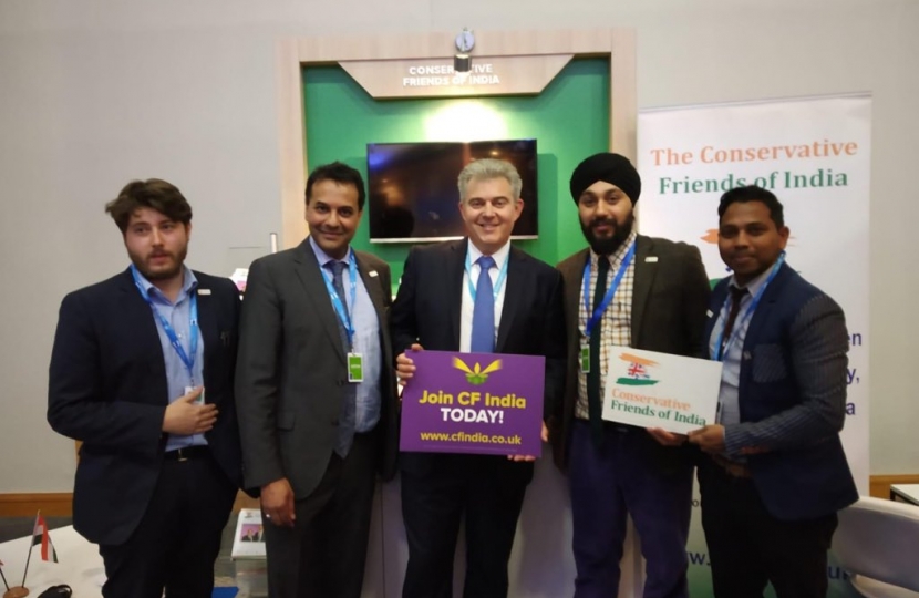 The Rt. Hon. Brandon Lewis MP, Chairman of the Conservative Party with CF India team